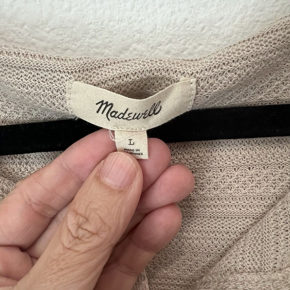 Madewell Ruffle-Collared Crop Tan Top Large Cottagecore Preppy Casual Prairie - Picture 4 of 9